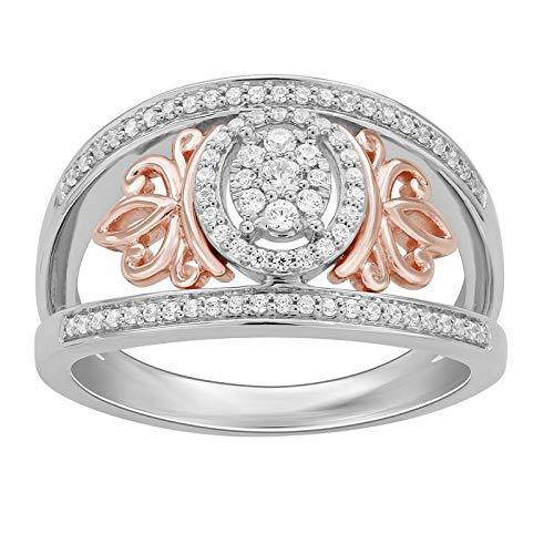 Enchanted Disney Belle Engagement Ring 1/5 CT T.W. Simulated Diamond Rose  Gold Rhodium Plated Sterling Silver Ring, Rose Promise Ring, 5825 - Etsy